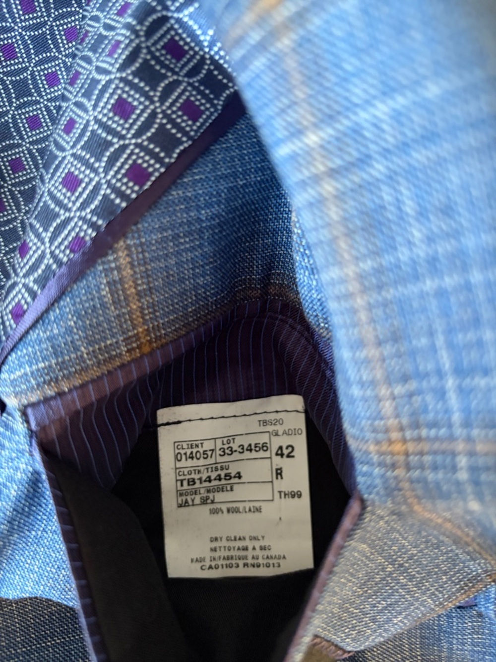 Ted Baker Blue Plaid Sport Coat with Brown Windowpane - Picture 4 of 5